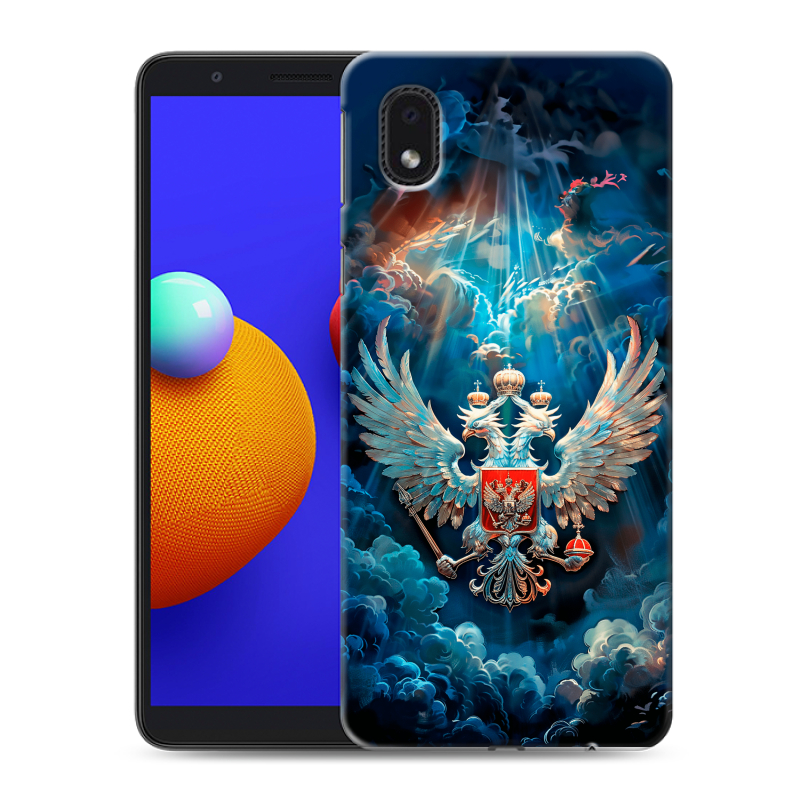 Пластиковый чехол на Samsung Galaxy A01 Core с принтом Герб флаг России Пластиковый чехол на Samsung Galaxy A01 Core с принтом Герб флаг России
