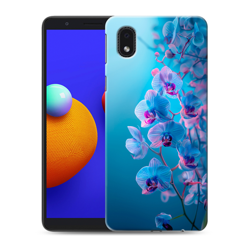 Пластиковый чехол на Samsung Galaxy A01 Core с принтом голубые орхидеи Пластиковый чехол на Samsung Galaxy A01 Core с принтом голубые орхидеи