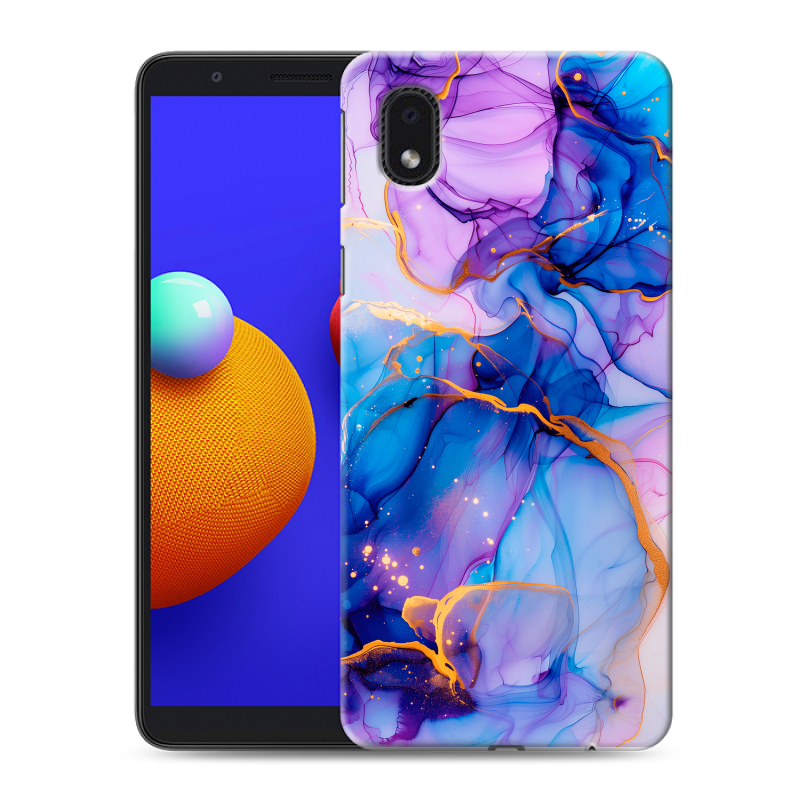 Силиконовый противоударный чехол на Samsung Galaxy A01 Core с принтом синий мрамор Силиконовый противоударный чехол на Samsung Galaxy A01 Core с принтом синий мрамор