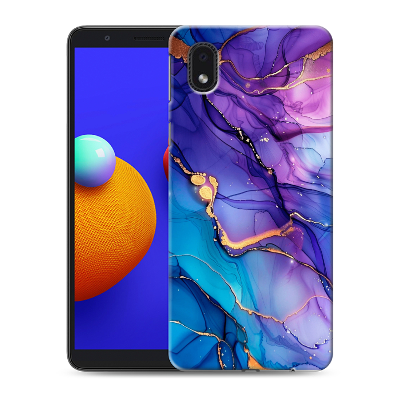 Пластиковый чехол на Samsung Galaxy A01 Core с принтом синий мрамор Пластиковый чехол на Samsung Galaxy A01 Core с принтом синий мрамор