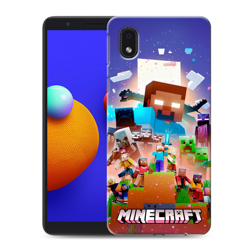 Силиконовый противоударный чехол на Samsung Galaxy A01 Core с принтом Майнкрафт Minecraft Силиконовый противоударный чехол на Samsung Galaxy A01 Core с принтом Майнкрафт Minecraft