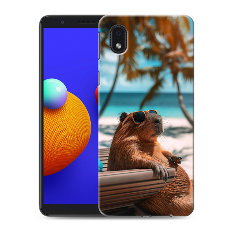 Пластиковый чехол на Samsung Galaxy A01 Core с принтом Капибара Пластиковый чехол на Samsung Galaxy A01 Core с принтом Капибара