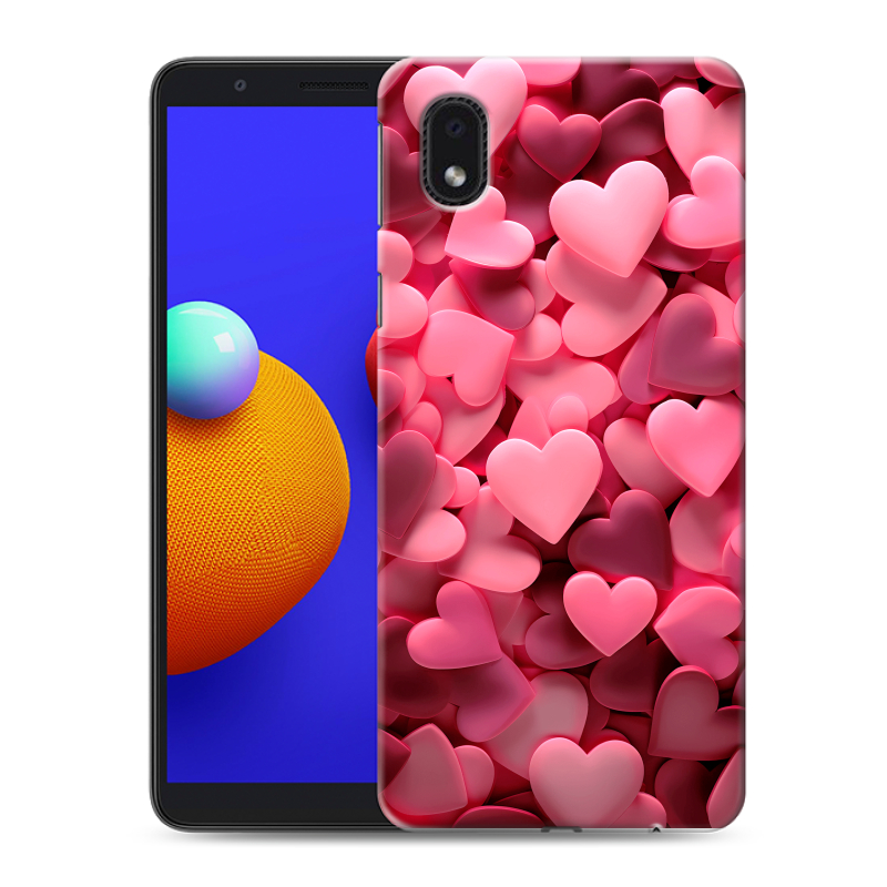 Силиконовый чехол на Samsung Galaxy A01 Core с принтом розовые сердечки Силиконовый чехол на Samsung Galaxy A01 Core с принтом розовые сердечки
