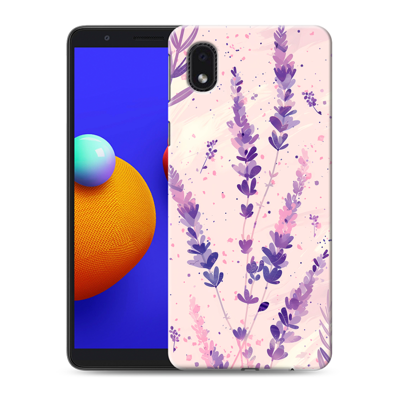 Силиконовый противоударный чехол на Samsung Galaxy A01 Core с принтом цветы лаванда Силиконовый противоударный чехол на Samsung Galaxy A01 Core с принтом цветы лаванда
