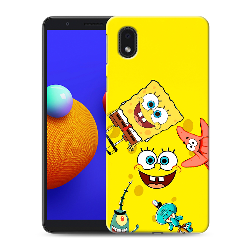 Силиконовый противоударный чехол на Samsung Galaxy A01 Core с принтом Спанч боб Спанчбоб Силиконовый противоударный чехол на Samsung Galaxy A01 Core с принтом Спанч боб Спанчбоб