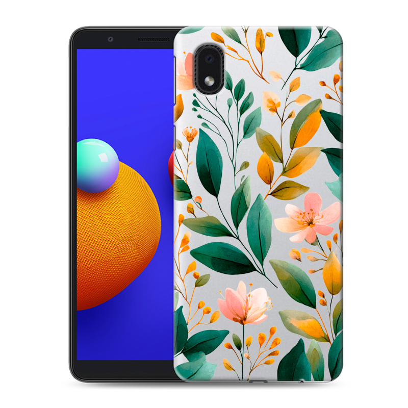 Пластиковый чехол на Samsung Galaxy A01 Core с принтом Цветы паттерн Пластиковый чехол на Samsung Galaxy A01 Core с принтом Цветы паттерн