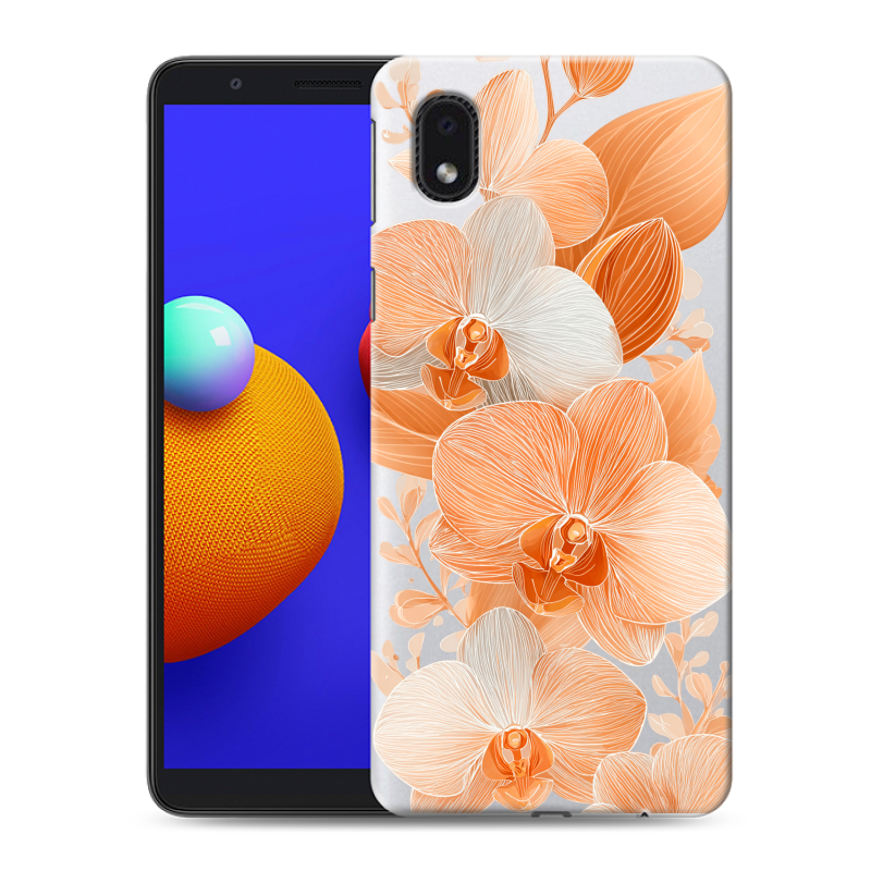 Пластиковый чехол на Samsung Galaxy A01 Core с принтом Бежевые цветы Пластиковый чехол на Samsung Galaxy A01 Core с принтом Бежевые цветы