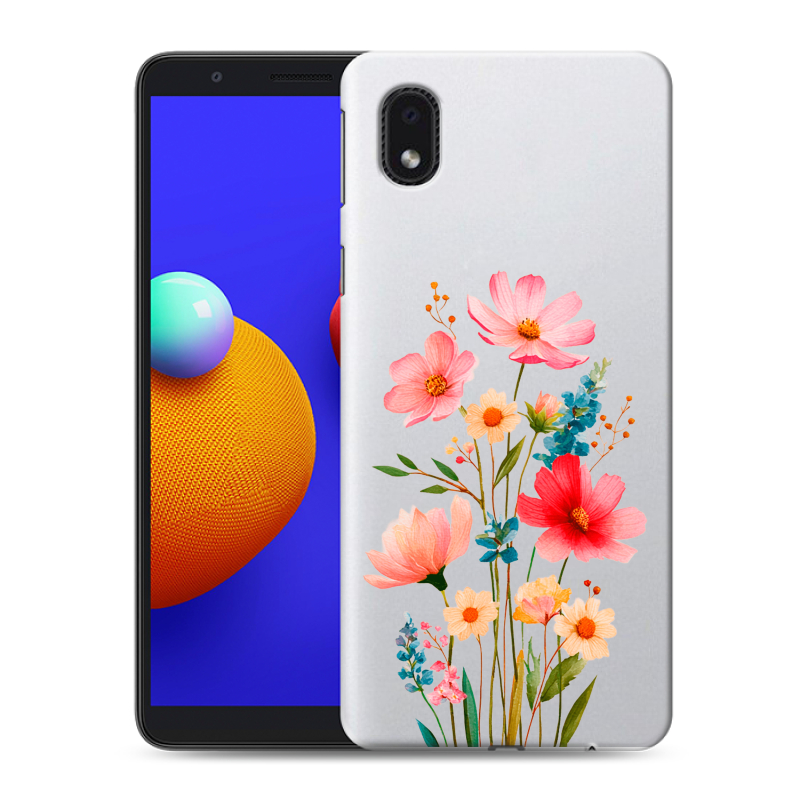 Силиконовый противоударный чехол на Samsung Galaxy A01 Core с принтом Цветы Силиконовый противоударный чехол на Samsung Galaxy A01 Core с принтом Цветы
