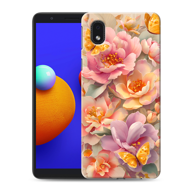 Пластиковый чехол на Samsung Galaxy A01 Core с принтом Цветы и бабочки Пластиковый чехол на Samsung Galaxy A01 Core с принтом Цветы и бабочки