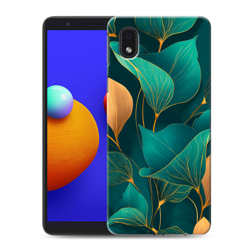 Пластиковый чехол на Samsung Galaxy A01 Core с принтом Листья и золото Пластиковый чехол на Samsung Galaxy A01 Core с принтом Листья и золото