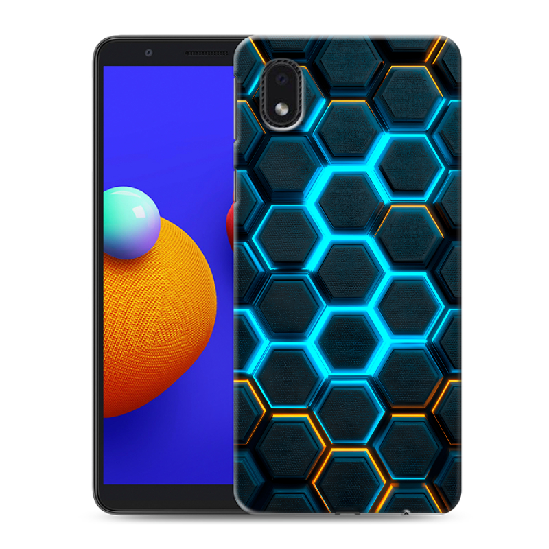 Пластиковый чехол на Samsung Galaxy A01 Core с принтом Неоновые соты Пластиковый чехол на Samsung Galaxy A01 Core с принтом Неоновые соты