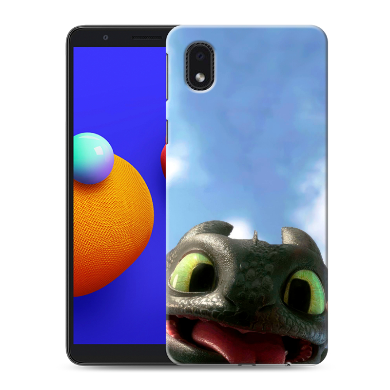 Силиконовый противоударный чехол на Samsung Galaxy A01 Core с принтом Как приручить дракона Силиконовый противоударный чехол на Samsung Galaxy A01 Core с принтом Как приручить дракона