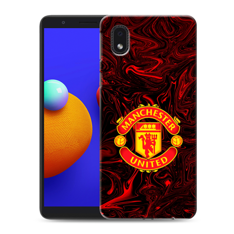 Силиконовый противоударный чехол на Samsung Galaxy A01 Core с принтом Manchester United Силиконовый противоударный чехол на Samsung Galaxy A01 Core с принтом Manchester United
