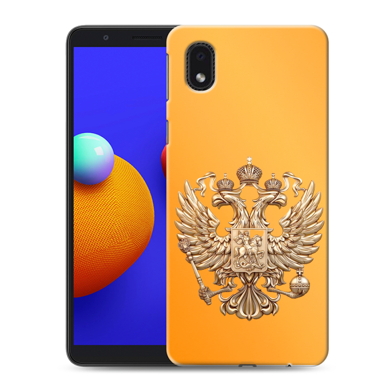 Пластиковый чехол на Samsung Galaxy A01 Core с принтом Герб Флаг России Пластиковый чехол на Samsung Galaxy A01 Core с принтом Герб Флаг России