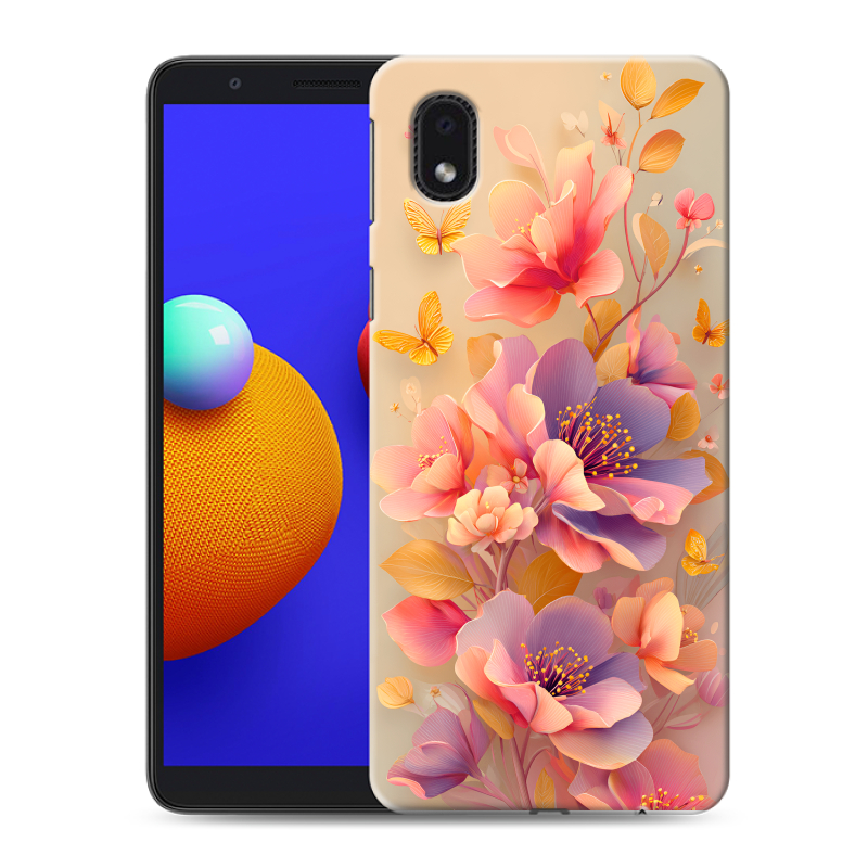 Силиконовый чехол на Samsung Galaxy A01 Core с принтом Цветы и бабочки Силиконовый чехол на Samsung Galaxy A01 Core с принтом Цветы и бабочки
