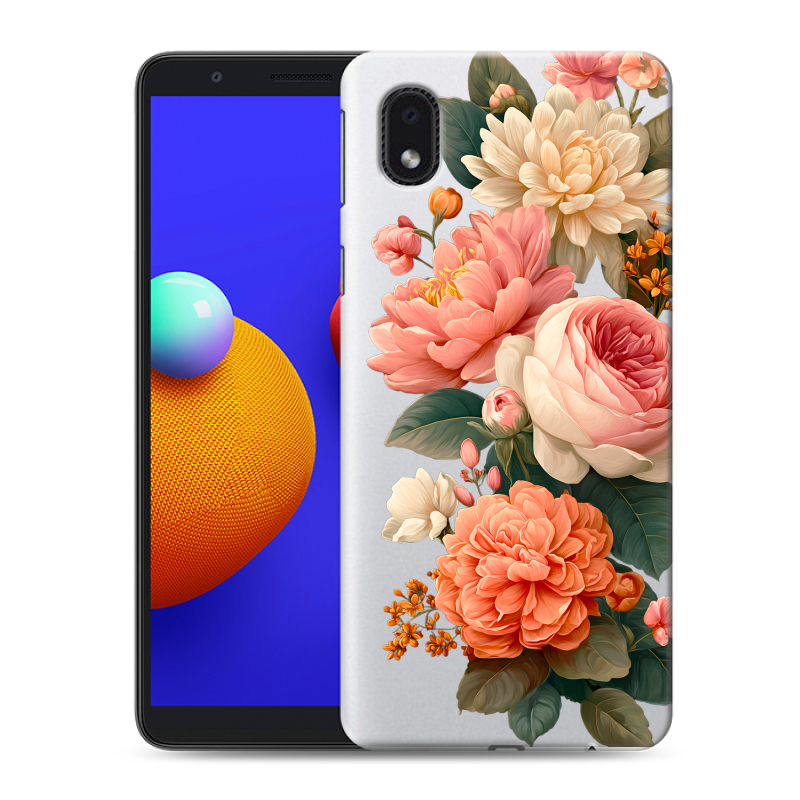 Силиконовый противоударный чехол на Samsung Galaxy A01 Core с принтом цветы Силиконовый противоударный чехол на Samsung Galaxy A01 Core с принтом цветы