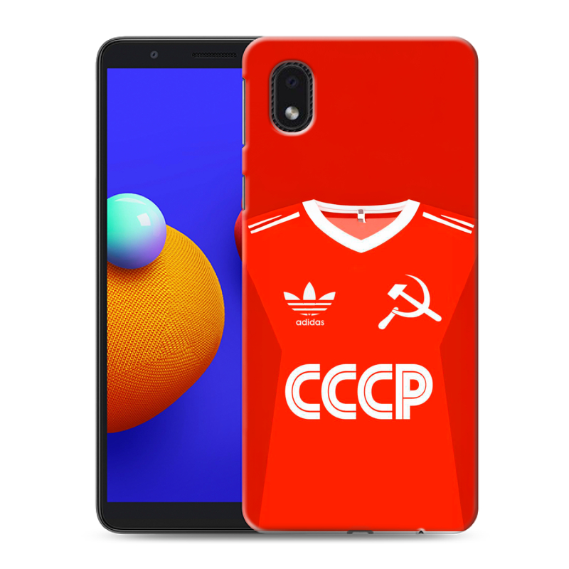 Силиконовый противоударный чехол на Samsung Galaxy A01 Core с принтом Флаг Герб СССР Силиконовый противоударный чехол на Samsung Galaxy A01 Core с принтом Флаг Герб СССР