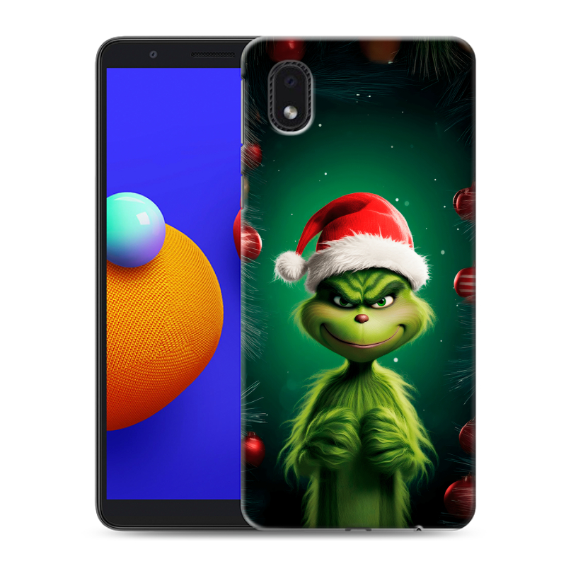 Силиконовый противоударный чехол на Samsung Galaxy A01 Core с принтом Гринч Новый год Рождество Силиконовый противоударный чехол на Samsung Galaxy A01 Core с принтом Гринч Новый год Рождество
