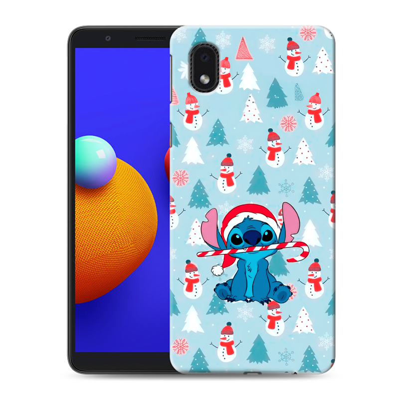 Силиконовый противоударный чехол на Samsung Galaxy A01 Core с принтом Стич Новый год Силиконовый противоударный чехол на Samsung Galaxy A01 Core с принтом Стич Новый год