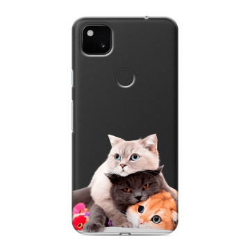 Силиконовый чехол на Google Pixel 4a с принтом Кошки Силиконовый чехол на Google Pixel 4a с принтом Кошки