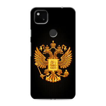 Силиконовый чехол на Google Pixel 4a с принтом Герб России желтый Силиконовый чехол на Google Pixel 4a с принтом Герб России желтый