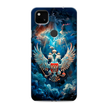 Силиконовый чехол на Google Pixel 4a с принтом Герб флаг России