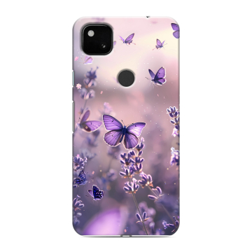 Силиконовый чехол на Google Pixel 4a с принтом бабочки и лаванда Силиконовый чехол на Google Pixel 4a с принтом бабочки и лаванда
