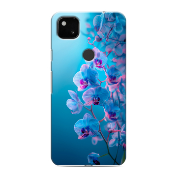 Силиконовый чехол на Google Pixel 4a с принтом голубые орхидеи