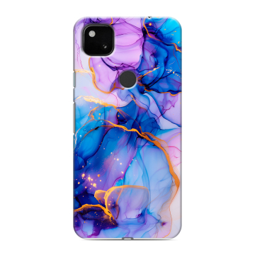 Силиконовый чехол на Google Pixel 4a с принтом синий мрамор Силиконовый чехол на Google Pixel 4a с принтом синий мрамор