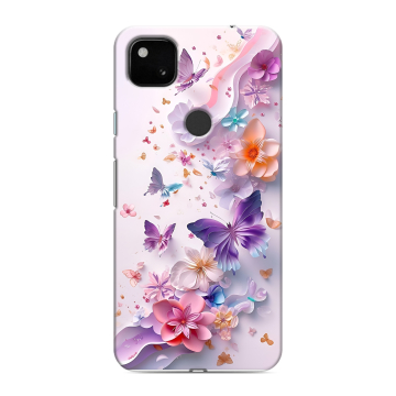 Силиконовый чехол на Google Pixel 4a с принтом цветы бабочки Силиконовый чехол на Google Pixel 4a с принтом цветы бабочки