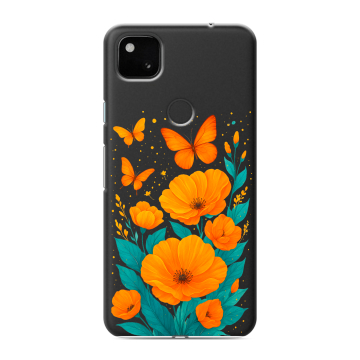 Силиконовый чехол на Google Pixel 4a с принтом цветы бабочки