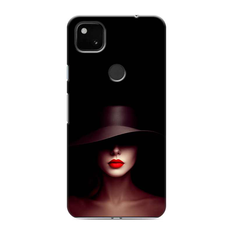 Пластиковый чехол на Google Pixel 4a с принтом Девушка в шляпе Пластиковый чехол на Google Pixel 4a с принтом Девушка в шляпе