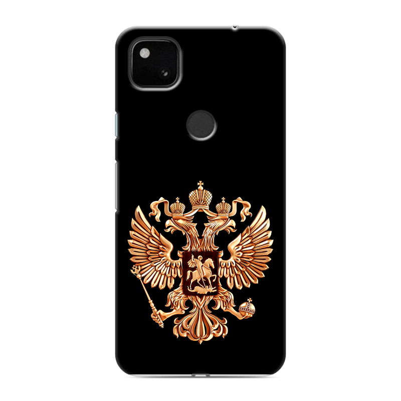 Пластиковый чехол на Google Pixel 4a с принтом Герб России золотой Пластиковый чехол на Google Pixel 4a с принтом Герб России золотой