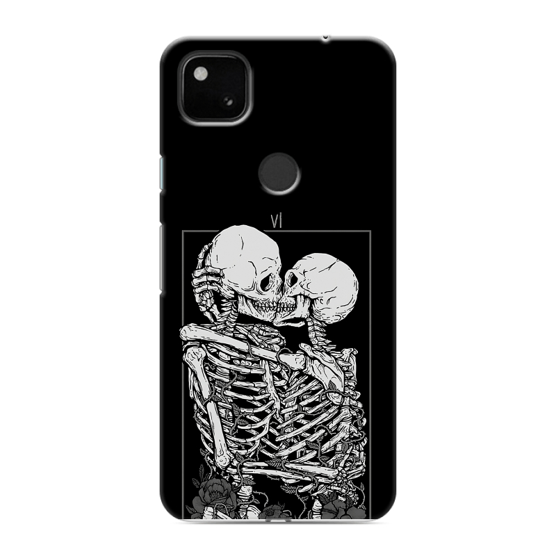 Пластиковый чехол на Google Pixel 4a с принтом Поцелуй скелетов Пластиковый чехол на Google Pixel 4a с принтом Поцелуй скелетов