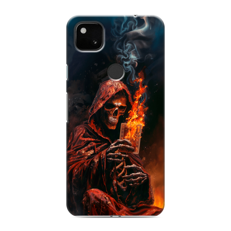 Силиконовый чехол на Google Pixel 4a с принтом Скелет и карты Силиконовый чехол на Google Pixel 4a с принтом Скелет и карты