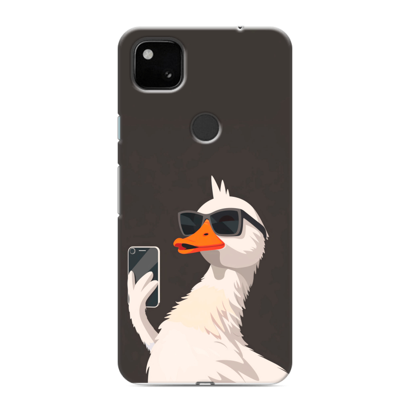 Силиконовый чехол на Google Pixel 4a с принтом утка в очках Силиконовый чехол на Google Pixel 4a с принтом утка в очках