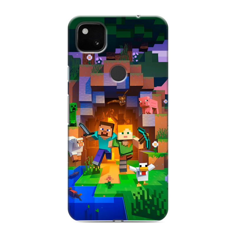 Силиконовый чехол на Google Pixel 4a с принтом Майнкрафт Minecraft Силиконовый чехол на Google Pixel 4a с принтом Майнкрафт Minecraft