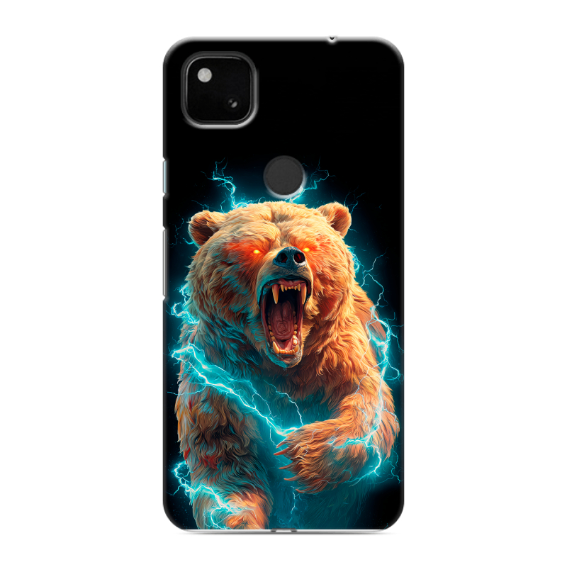 Силиконовый чехол на Google Pixel 4a с принтом Медведь Силиконовый чехол на Google Pixel 4a с принтом Медведь