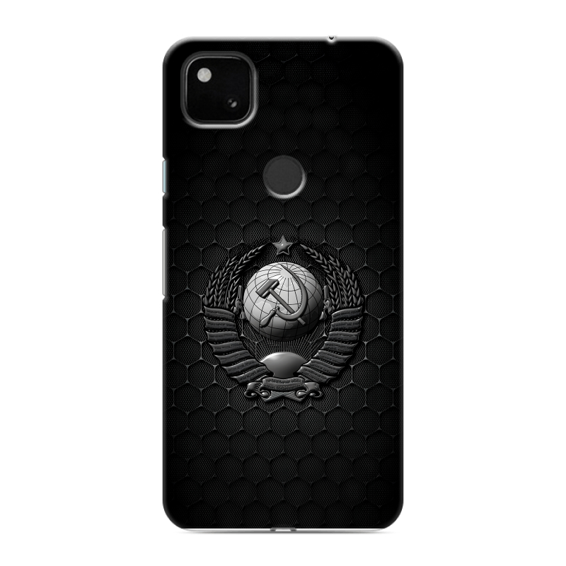 Силиконовый чехол на Google Pixel 4a с принтом Герб Флаг СССР Силиконовый чехол на Google Pixel 4a с принтом Герб Флаг СССР