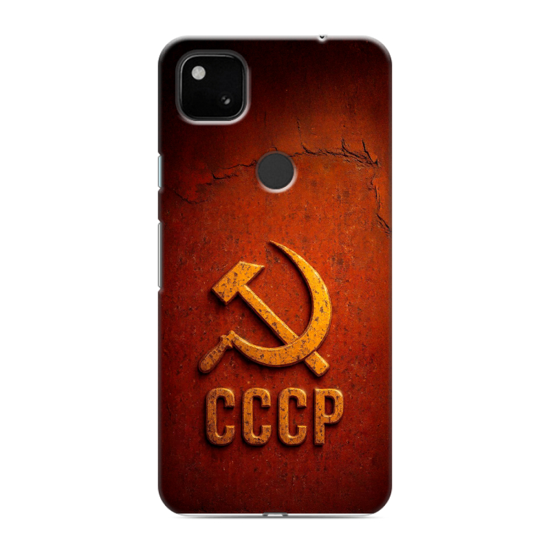 Пластиковый чехол на Google Pixel 4a с принтом Флаг Герб СССР Пластиковый чехол на Google Pixel 4a с принтом Флаг Герб СССР