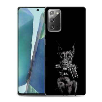 Силиконовый чехол на Samsung Galaxy Note 20 с принтом Доберман и пистолет Силиконовый чехол на Samsung Galaxy Note 20 с принтом Доберман и пистолет