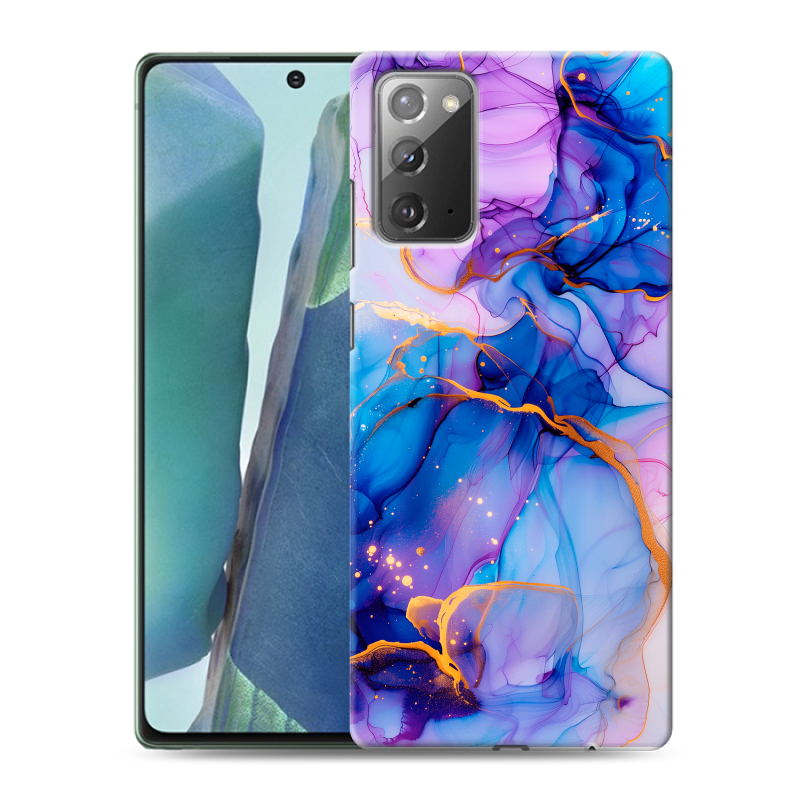 Пластиковый чехол на Samsung Galaxy Note 20 с принтом синий мрамор Пластиковый чехол на Samsung Galaxy Note 20 с принтом синий мрамор