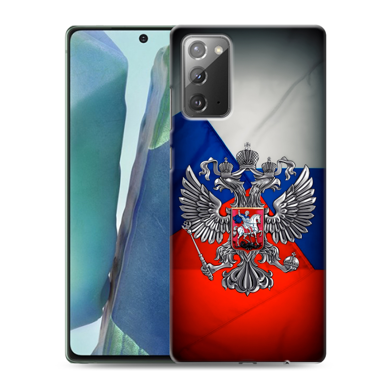 Пластиковый чехол на Samsung Galaxy Note 20 с принтом Флаг России Пластиковый чехол на Samsung Galaxy Note 20 с принтом Флаг России
