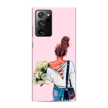 Силиконовый чехол на Samsung Galaxy Note 20 Ultra с принтом Девушка и букет