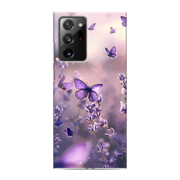 Силиконовый чехол на Samsung Galaxy Note 20 Ultra с принтом бабочки и лаванда Силиконовый чехол на Samsung Galaxy Note 20 Ultra с принтом бабочки и лаванда