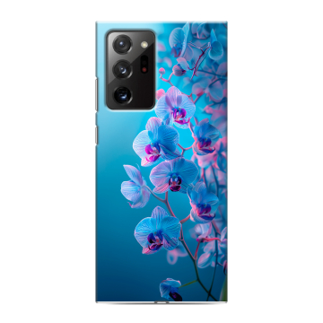 Силиконовый чехол на Samsung Galaxy Note 20 Ultra с принтом голубые орхидеи Силиконовый чехол на Samsung Galaxy Note 20 Ultra с принтом голубые орхидеи