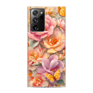 Силиконовый чехол на Samsung Galaxy Note 20 Ultra с принтом Цветы и бабочки Силиконовый чехол на Samsung Galaxy Note 20 Ultra с принтом Цветы и бабочки