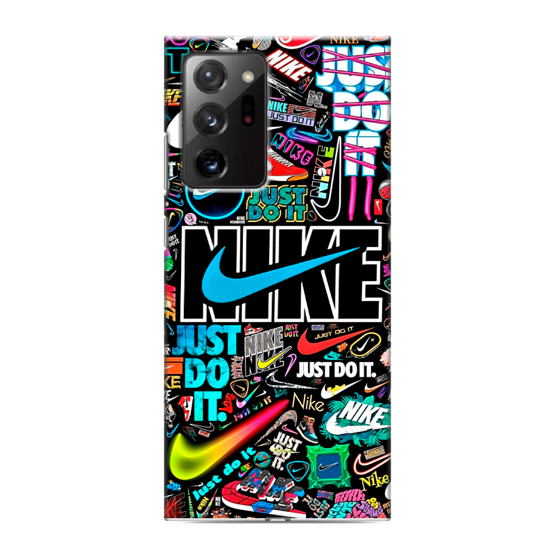 Силиконовый противоударный чехол на Samsung Galaxy Note 20 Ultra с принтом найк nike черный Силиконовый противоударный чехол на Samsung Galaxy Note 20 Ultra с принтом найк nike черный