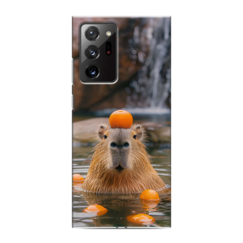 Силиконовый чехол на Samsung Galaxy Note 20 Ultra с принтом Капибара с апельсином Силиконовый чехол на Samsung Galaxy Note 20 Ultra с принтом Капибара с апельсином