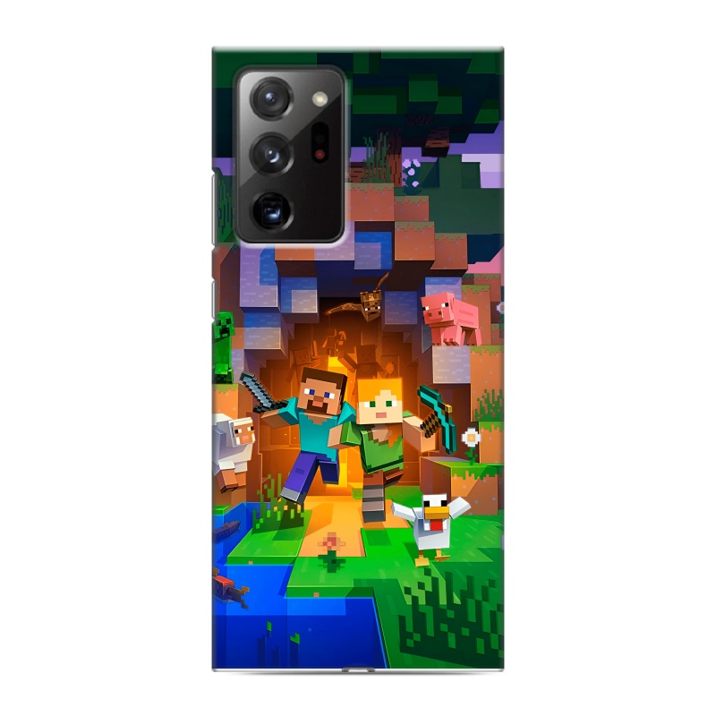 Силиконовый противоударный чехол на Samsung Galaxy Note 20 Ultra с принтом Майнкрафт Minecraft Силиконовый противоударный чехол на Samsung Galaxy Note 20 Ultra с принтом Майнкрафт Minecraft